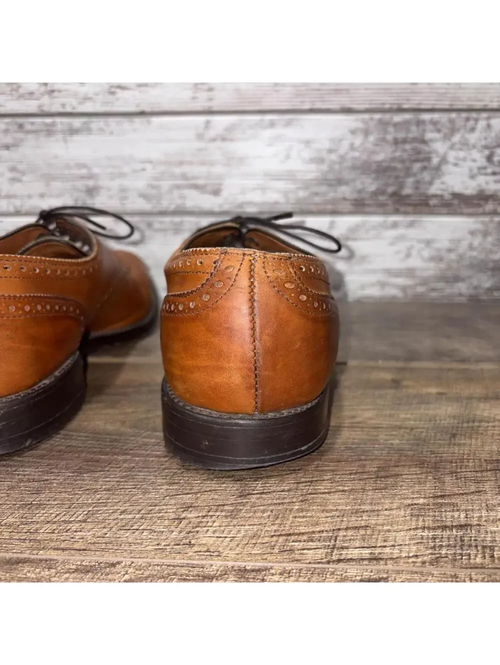 ALLEN EDMONDS Sanford Oxford Shoes Mens 9.5 D Brown Leather Cap Toe Brogue USA